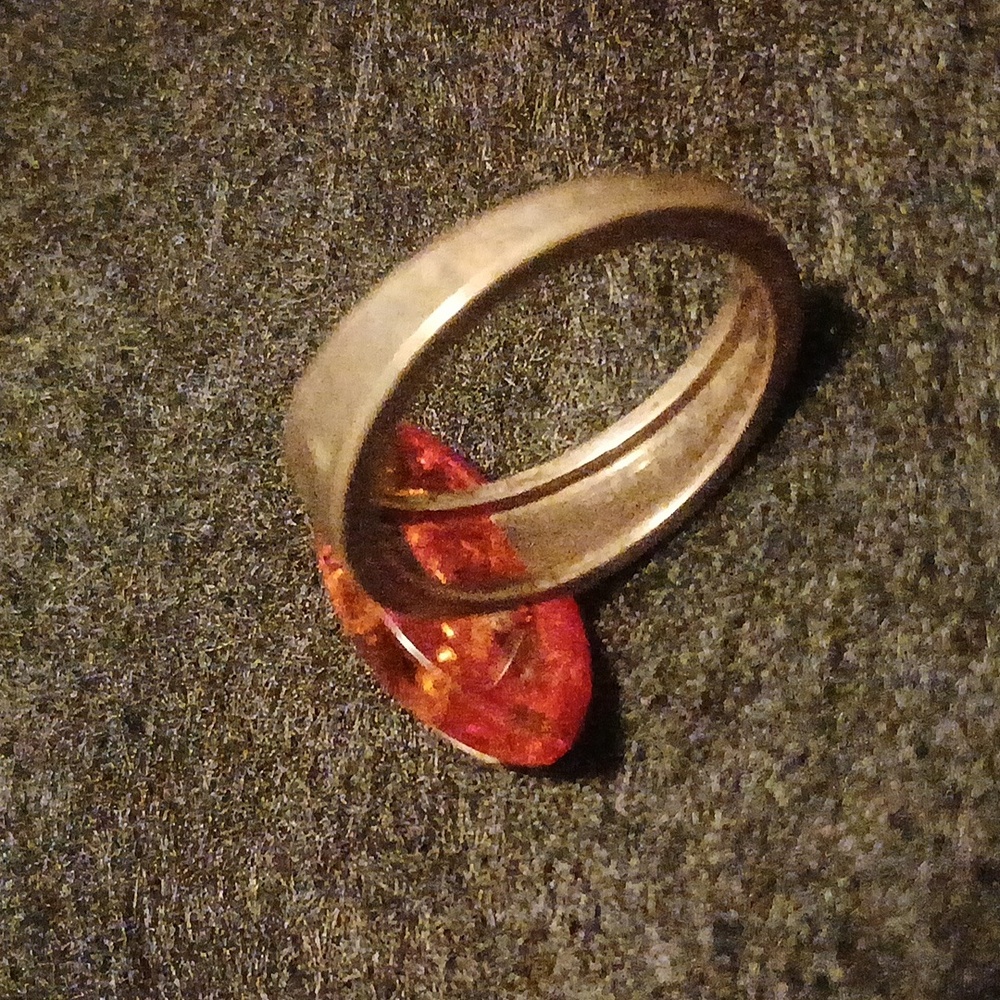 Silver Amber Ring - image 4